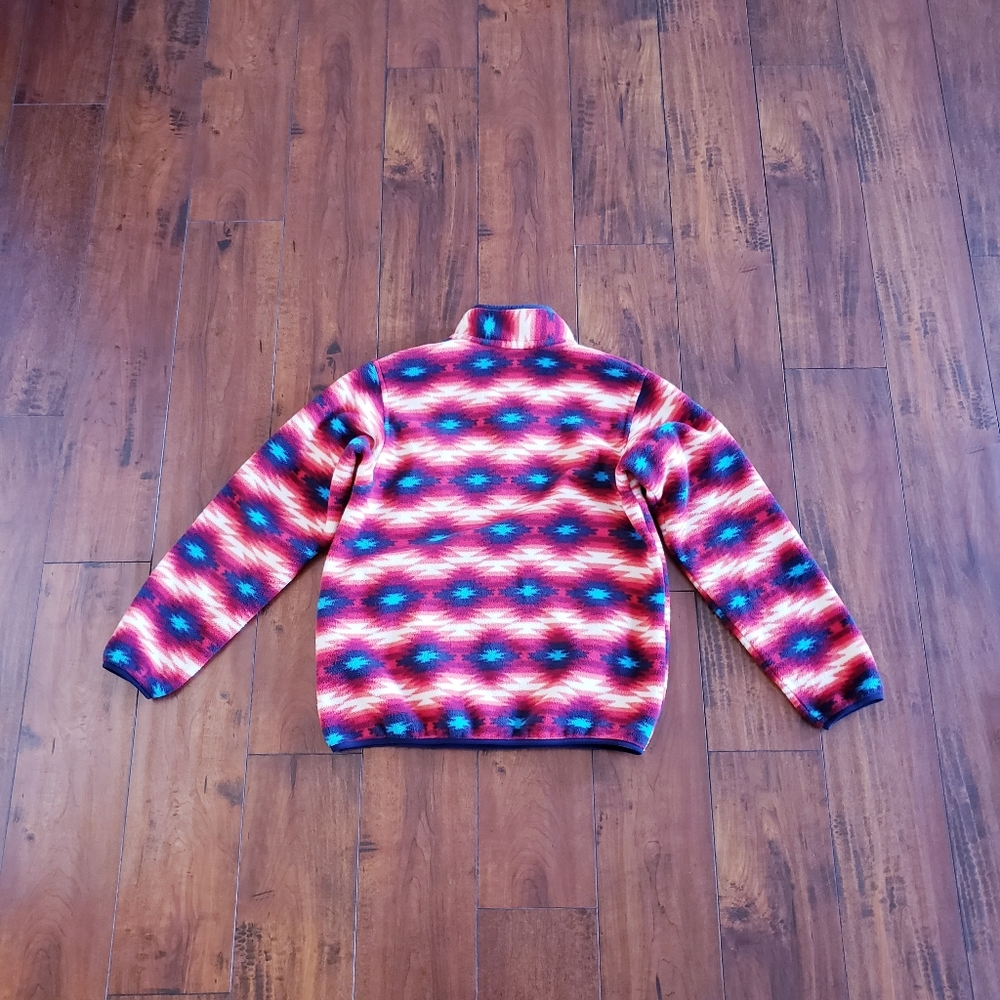 Patagonia Women’s Wild Desert Synchilla Snap T Fleece Pullover Red Aztec Print M - Picture 10 of 16